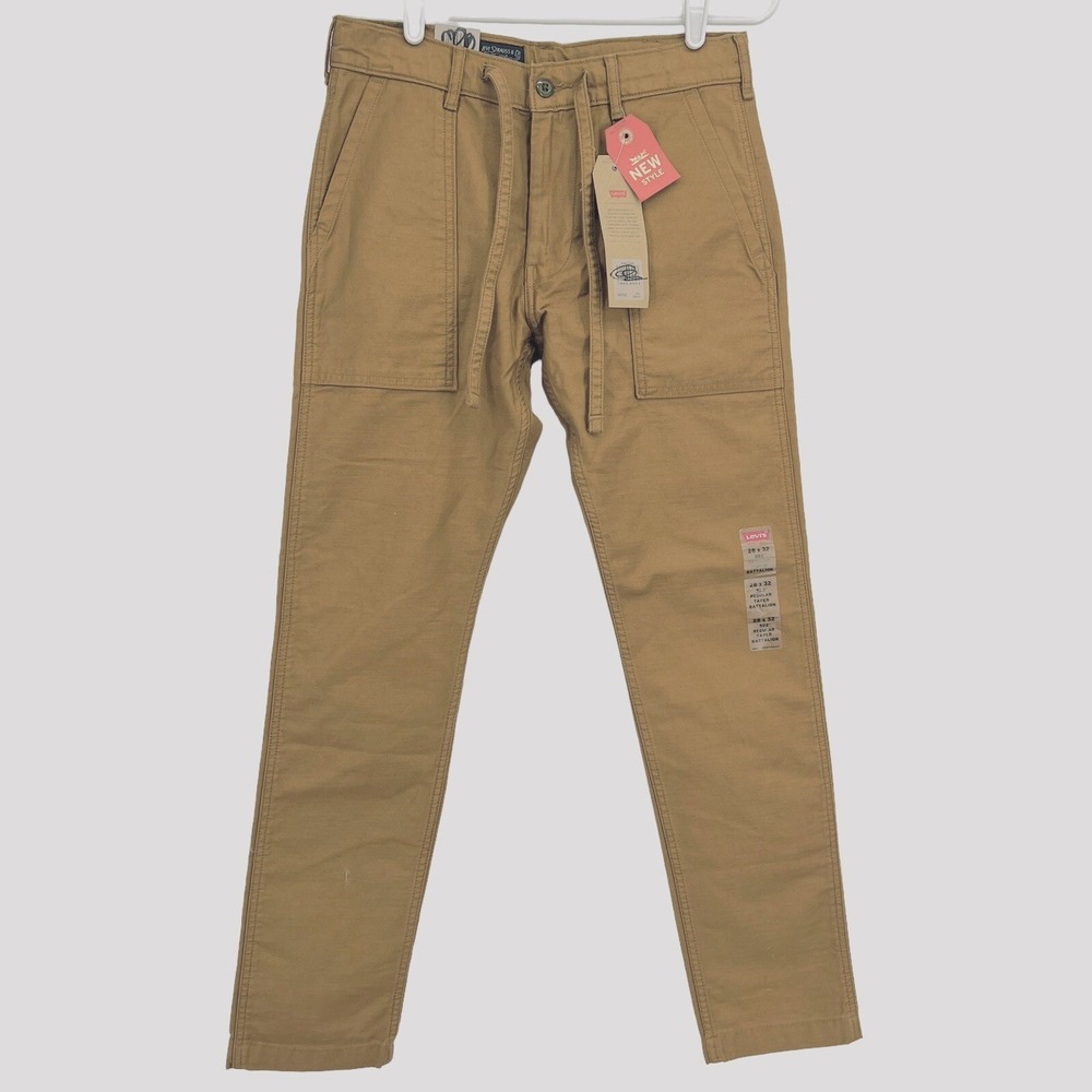 Levi's 502 Men's Straight Leg Brown Twill Battalion Pants 28x32 Flap Pockets NWT